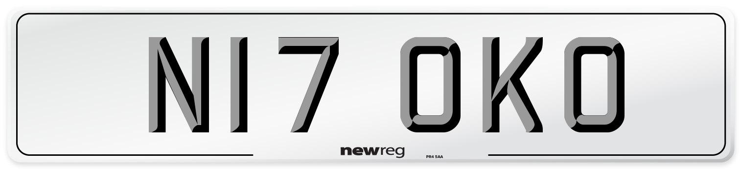 N17 OKO Number Plate from New Reg